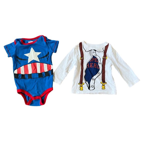 Marvel Other - 2-Piece 18-Month Superhero Set: Marvel Captain America Onesie/Super Hero Top